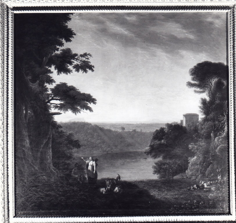 Paesaggio con il lago di Nemi (dipinto) di Giani Felice - ambito romano (sec. XV
